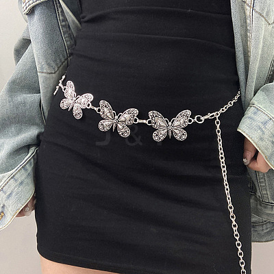 Tibetan Style Alloy Butterfly Link Chain Waist Belly Chains for Women FS-WG99F1B-02-1