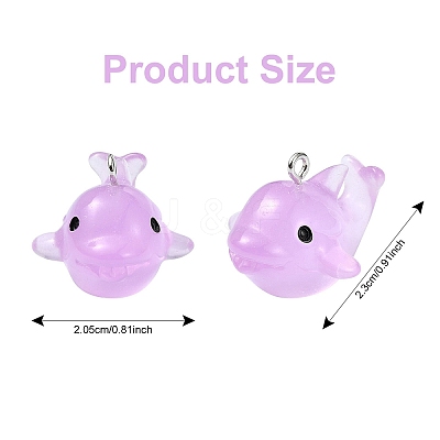 12Pcs 6 Colors Luminous Translucent Resin Pendants RESI-YW0001-85-1