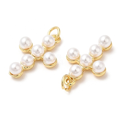 Brass Plastic Imitation Pearls Pendants KK-Q775-23G-1