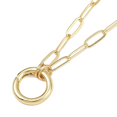 Brass Ring Link Paperclip Chain Necklaces NJEW-A042-05G-1