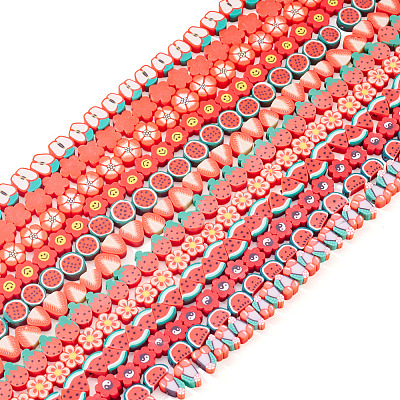 12 Strands 12 Styles Handmade Polymer Clay Bead Strands CLAY-TA0001-72A-1