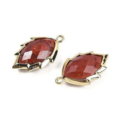 Natural Red Jasper Faceted Leaf Pendants G-I375-04G-16-1