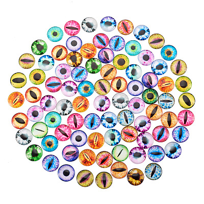 Eye Printed Glass Cabochons GGLA-BT0001-01-1