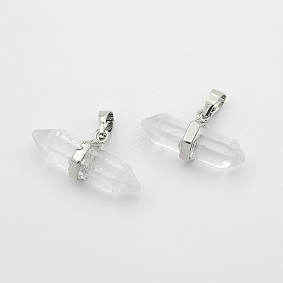 Natural Quartz Crystal Double Terminated Pointed Pendants G-F177-01-1