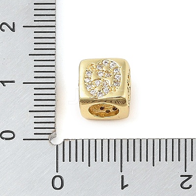 Brass Micro Pave Clear Cubic Zirconia European Beads LS-KK-K368-01G-04-1