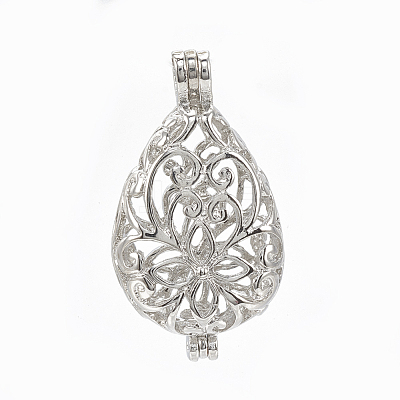 Brass Cage Pendant KK-T029-152P-1