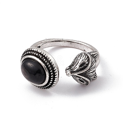 Fox Natural Gemstone Cuff Rings KK-A173-06AS-1