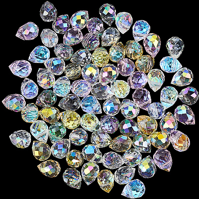 80Pcs Teardrop Electroplated Transparent Glass Charms GLAA-PA0001-68-1