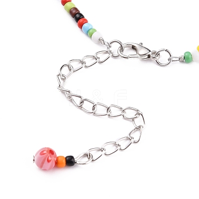 Handmade Millefiori Glass Beads Anklets AJEW-AN00341-02-1