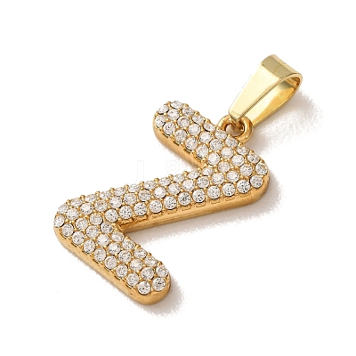 304 Stainless Steel Micro Pave Clear Cubic Zirconia Pendants CU-CBA703A-05G-Z-1