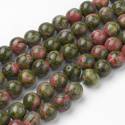 Natural Unakite Bead Strands G-G735-67-8mm-1