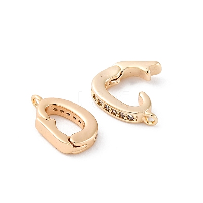 Brass Micro Pave Cubic Zirconia Fold Over Clasps KK-D360-12G-1