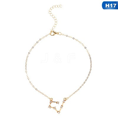 Twelve Constellation Alloy Crystal Rhinestone Link Chain Anklets for Women FS-WG97E4C-02-1