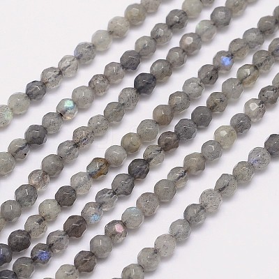 Faceted Round Natural Labradorite Bead Strands LS-G-I156-03-4mm-1