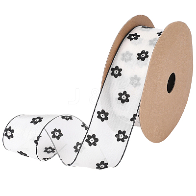 1Roll Printed Polyester Chiffon Ribbons OCOR-CY0002-35E-1