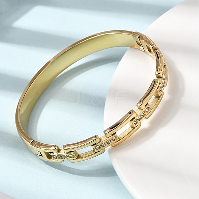 304 Stainless Steel Rhinestone Hinged Bangles for Women BJEW-B168-02B-G-1