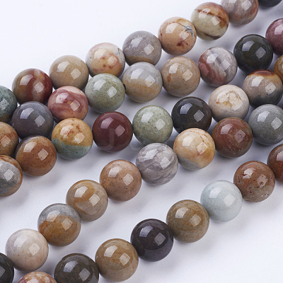 Natural Ocean Jasper Beads Strands G-P318-01-10mm-1