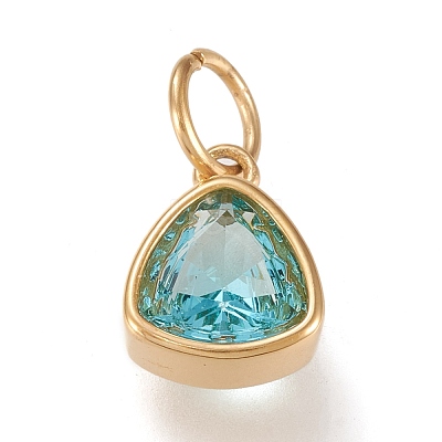 PVD Vacuum Plating 304 Stainless Steel Cubic Zirconia Pendant ZIRC-P080-A03-1