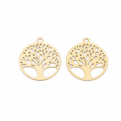 Rack Plating 201 Stainless Steel Filigree Pendants STAS-T057-49G-1