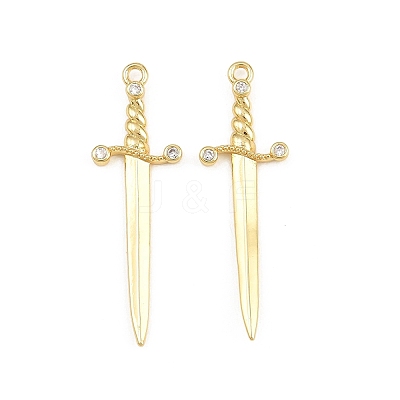 Brass Micro Pave Clear Cubic Zirconia Pendants CU-CBAD306-20G-1