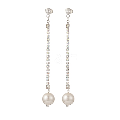 Brass Rhinestone Strass Chains Dangle Stud Earrings EJEW-TA00195-1