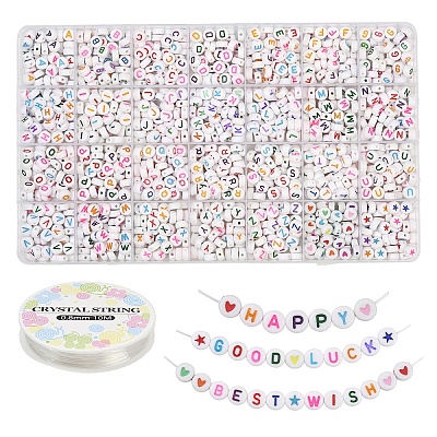 DIY Flat Round Acrylic Beads Stretch Bracelets Making Kits DIY-YW0011-69-1