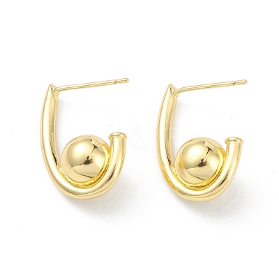 Rack Plating Brass Stud Earrings for Women EJEW-K245-28G-1