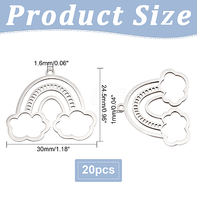 20Pcs 201 Stainless Steel Pendants STAS-DC0010-75-1