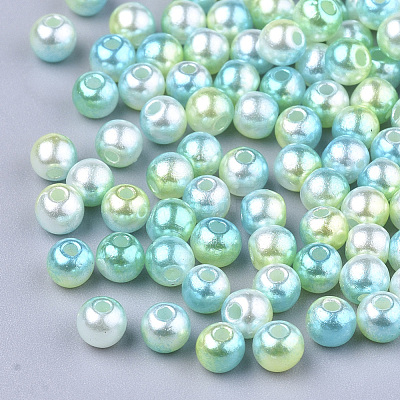 Rainbow ABS Plastic Imitation Pearl Beads OACR-Q174-8mm-03-1