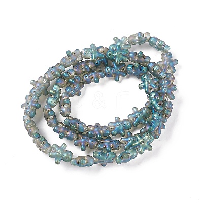 Full Rainbow Plated Forsted Electroplate Glass Beads GLAA-P005-FR04-1