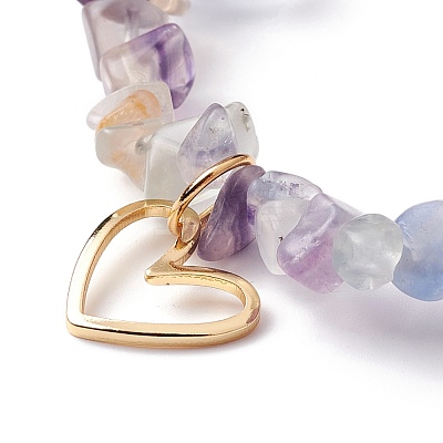 Natural Fluorite Chip Beads Stretch Bracelet BJEW-JB07118-01-1