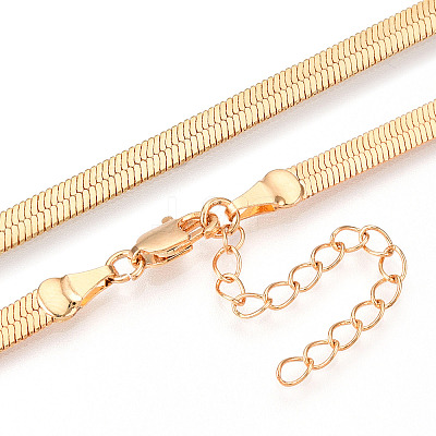 Brass Flat Snake Chain Necklaces for Women Men NJEW-N054-05G-1