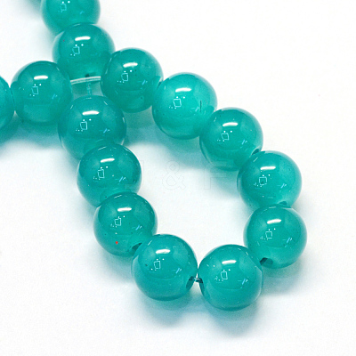 Baking Paint Imitation Jade Glass Round Bead Strands X-DGLA-Q021-8mm-07-1