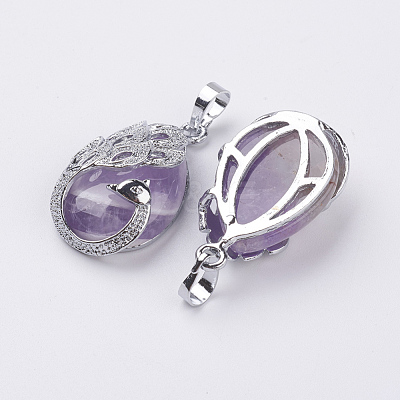 Natural Amethyst Pendants X-G-E442-04C-1