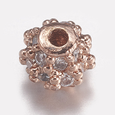 Brass Micro Pave Cubic Zirconia Beads ZIRC-E143-17A-RG-1