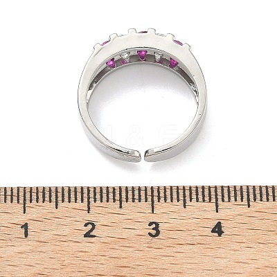 Brass Micro Pave Cubic Zirconia Cuff Open Rings RJEW-C158-04P-1
