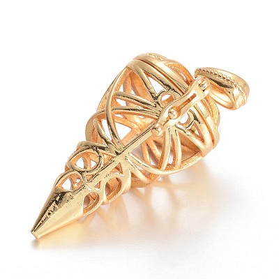 Hollow Brass Cone Cage Pendants KK-E671-27-1