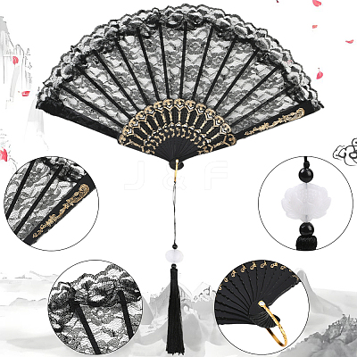 1Pc Plastic & Cloth Fans AJEW-SP0003-76-1