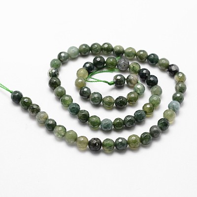 Natural Moss Agate Beads Strands G-D840-25-6mm-1