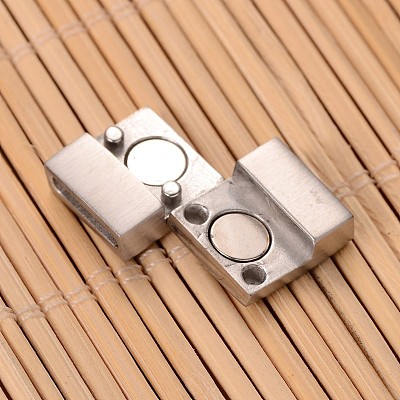 Tarnish Resistant Matte 304 Stainless Steel Rectangle Magnetic Clasps with Glue-in Ends STAS-I045-05A-1