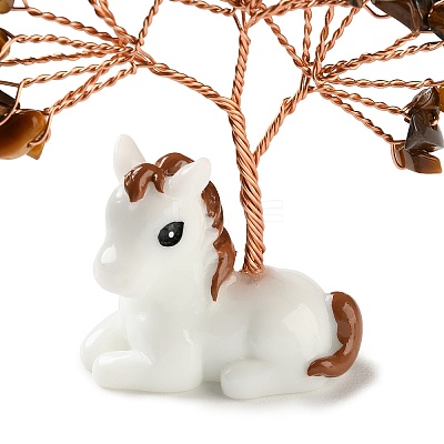 Natural Tiger Eye Chips Tree of Life Decorations DJEW-A017-01N-1