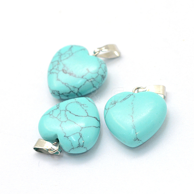 Heart Dyed Synthetic Turquoise Pendants X-G-Q371-09-1