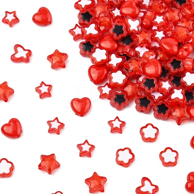 200Pcs 6 Styles Transparent & Opaque Acrylic Beads TACR-FS0001-54F-1