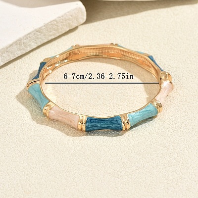 Vintage Zinc Alloy Enamel Bamboo Hinged Cuff Bangles for Women BF0651-1-1