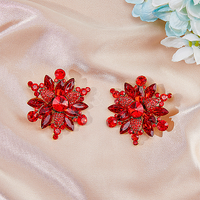 2Pcs Rhinestone Flower Brooch Pin JEWB-HY0001-10B-1