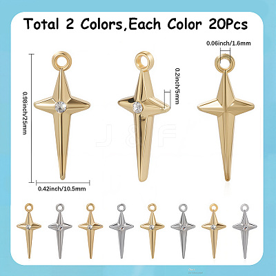 40Pcs 2 Colors Alloy Rhinestone Pendants FIND-SC0016-42-1