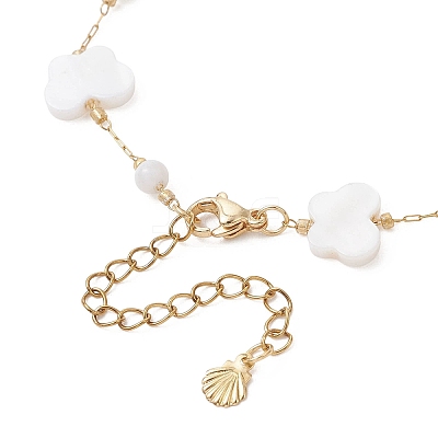 Natural Shell Beads Link Bracelets BJEW-JB13121-1