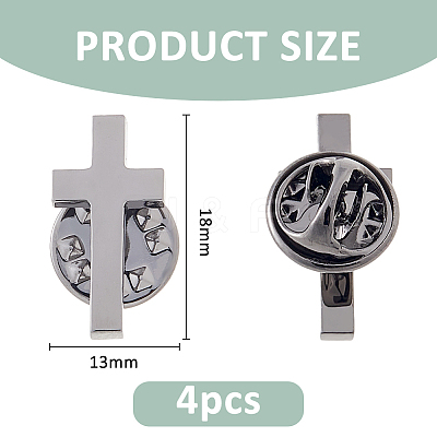 4Pcs Cross Brass Brooches JEWB-FH0001-69EB-1