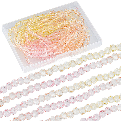 10 Strands Transparent Gradient Color Glass Beads Strands GLAA-SC0002-04B-1
