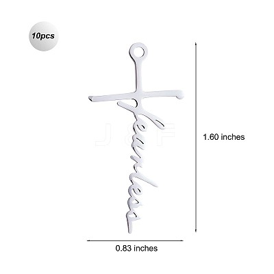 10Pcs Fearless Cross Charm Pendant Cross Faith Charm Necklace Stainless Steel Pendant for Christian Religious Jewelry Gifts Making JX520A-1